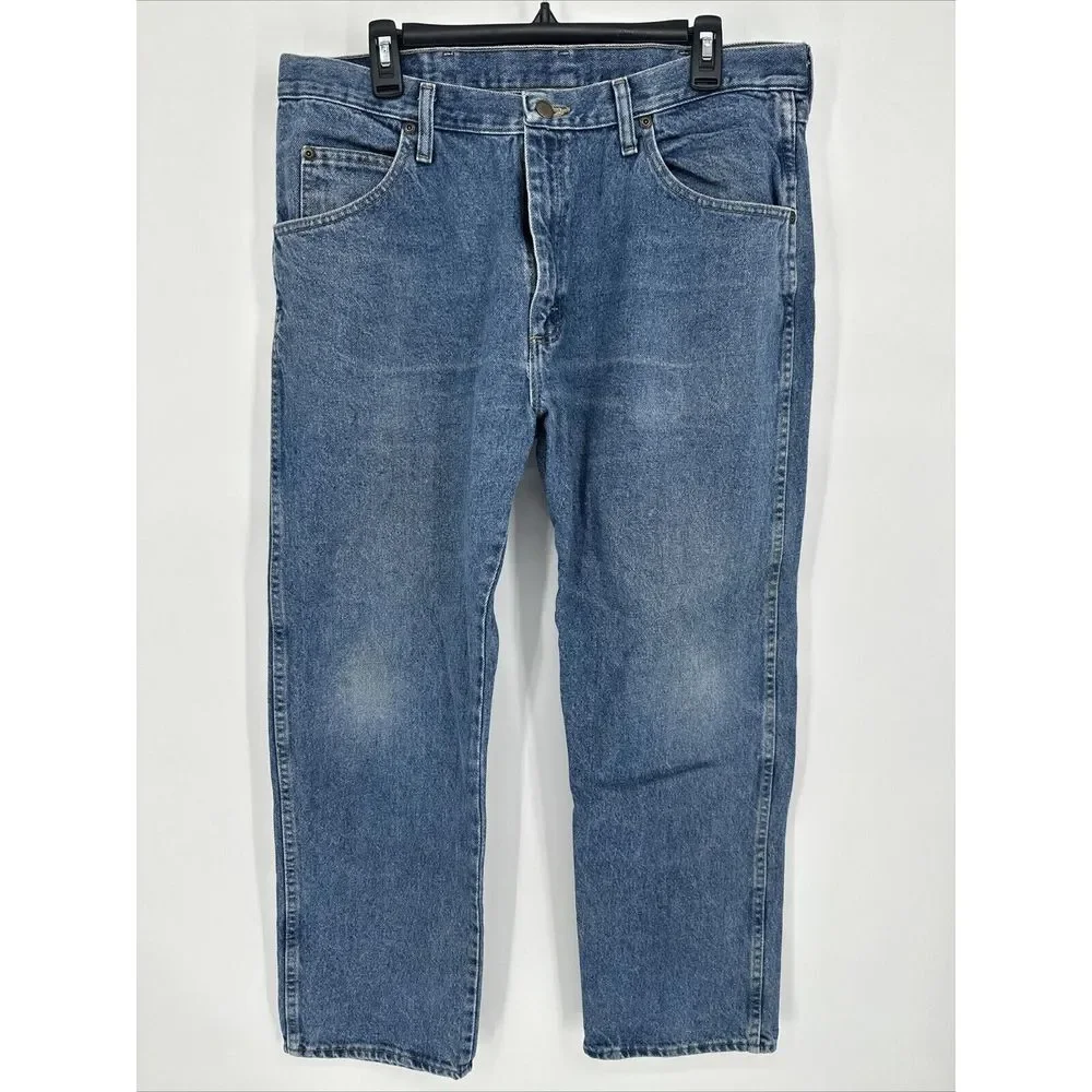 Wrangler 96501DS‎ Denim Jeans Men 36x29 Regular Fit Denim Light Blue Faded